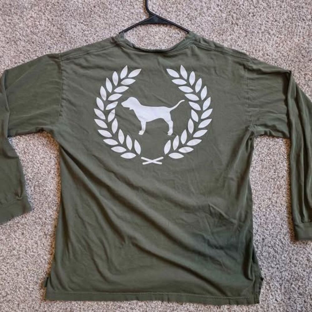 Victoria's Secret PINK Olive Green Long Sleeve Pocket T-Shirt Size Large